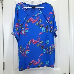 LIV Los Angeles Women’s Floral Embroidered, Butterfly sleeve Blouse,  Size 1 X